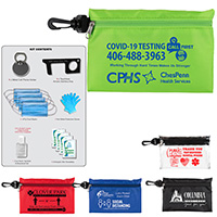 12 Piece Safety Kit in Zipper Pouch with Carabiner Attachment